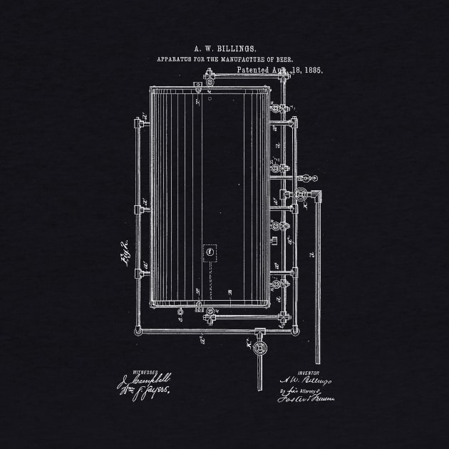 Apparatus for the Manufacture of Beer Vintage Patent Hand Drawing by TheYoungDesigns